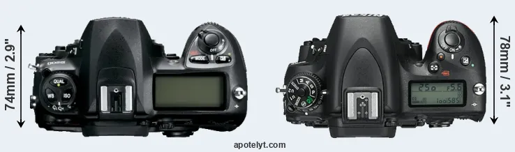 Compare D200 versus D750 top