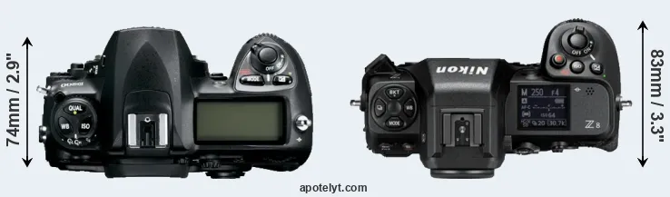 Compare D200 versus Z8 top