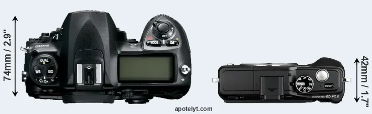 Compare D200 versus E-PL2 top