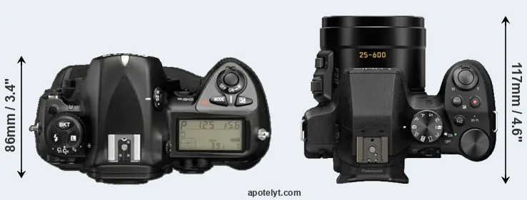 Compare D2X versus FZ330 top