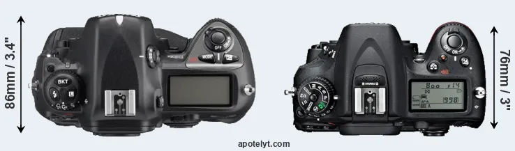 Compare D2Xs versus D7100 top
