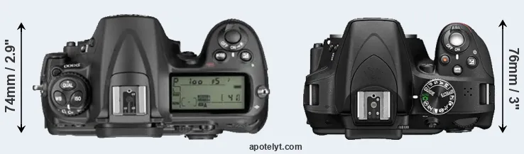 Compare D300 versus D3300 top