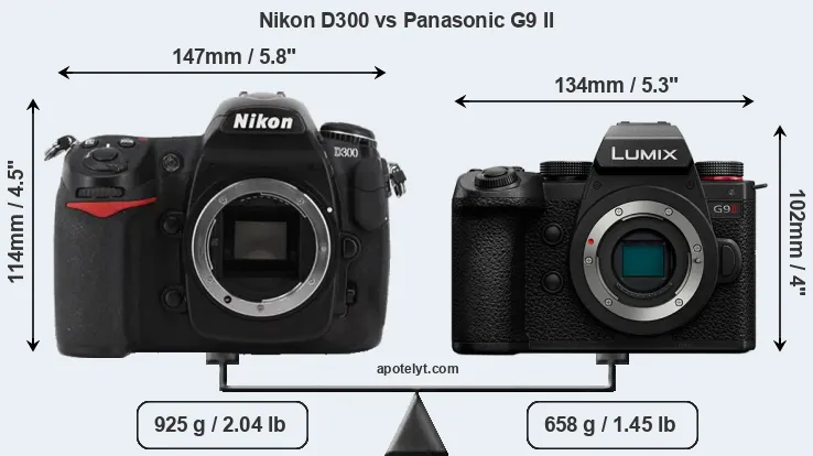 Size Nikon D300 vs Panasonic G9 II