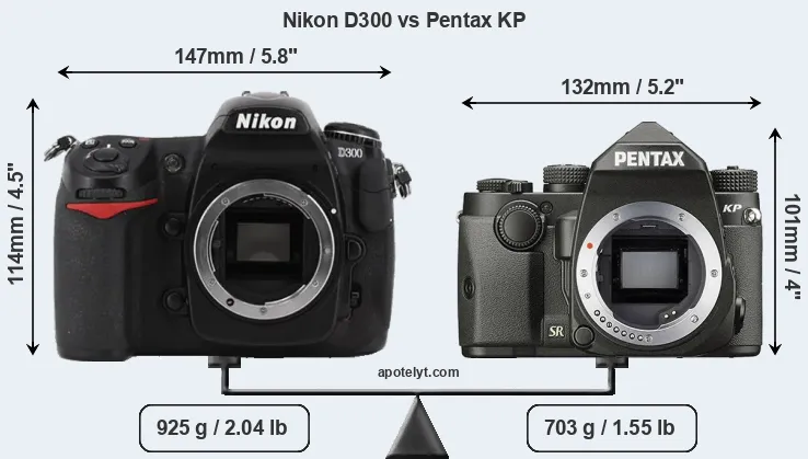 Size Nikon D300 vs Pentax KP