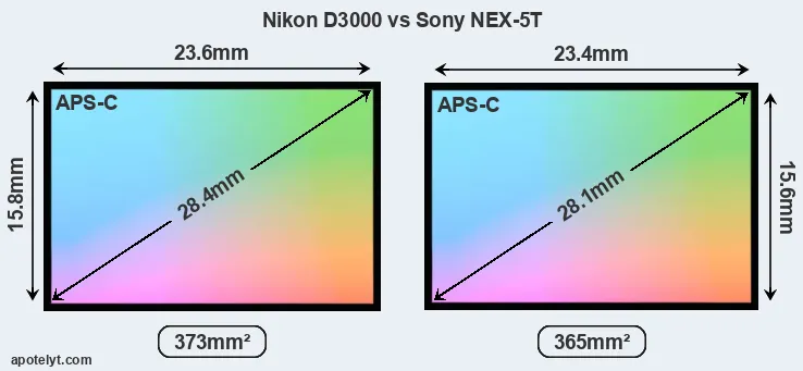 Nikon D3000 and Sony NEX-5T sensor measures