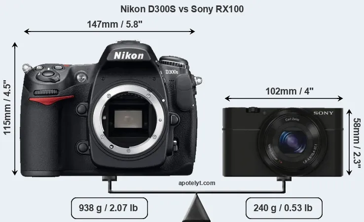 Size Nikon D300S vs Sony RX100