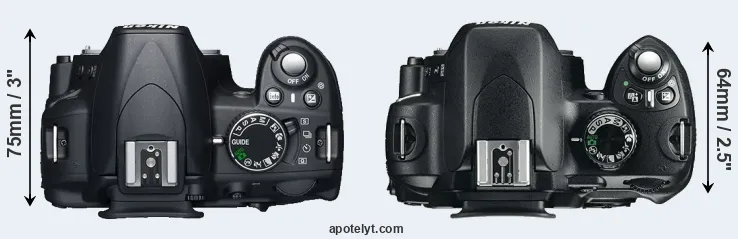 Compare D3100 versus D60 top