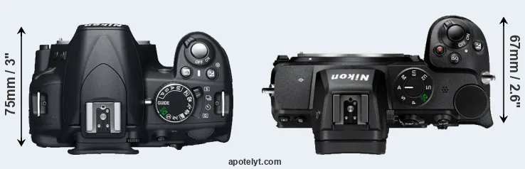 Compare D3100 versus Z5 top