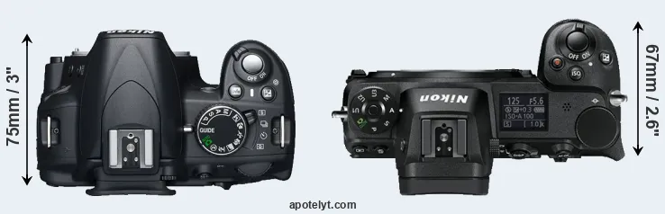Compare D3100 versus Z6 top