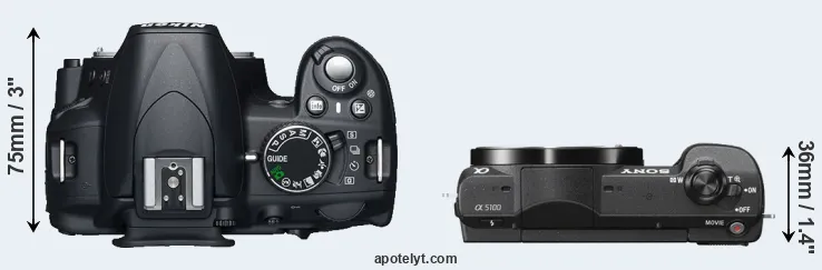 Compare D3100 versus A5100 top