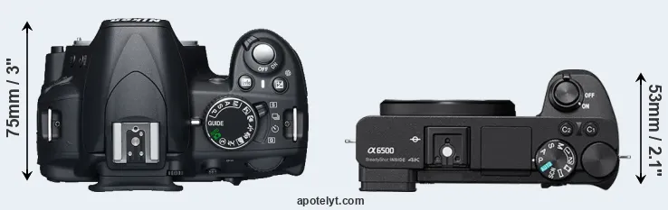 Compare D3100 versus A6500 top