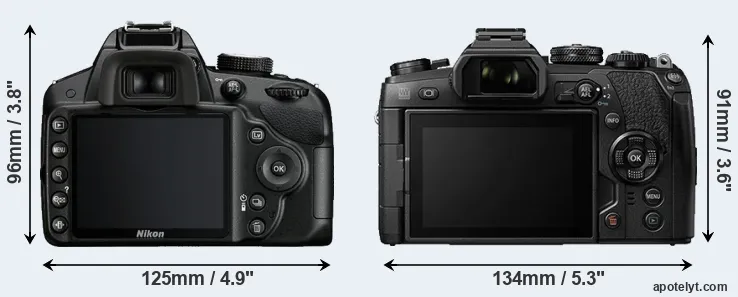 Comparison D3200 or E-M1 II rear