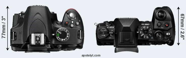 Compare D3200 versus E-M1 II top