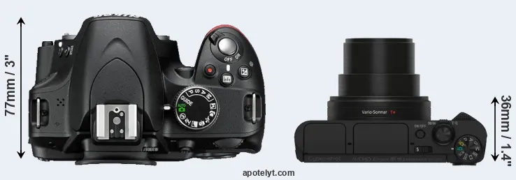 Compare D3200 versus HX80 top