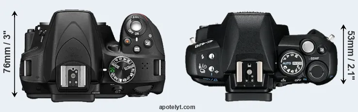 Compare D3300 versus E-420 top
