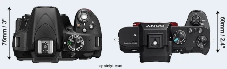 Compare D3300 versus A7R II top