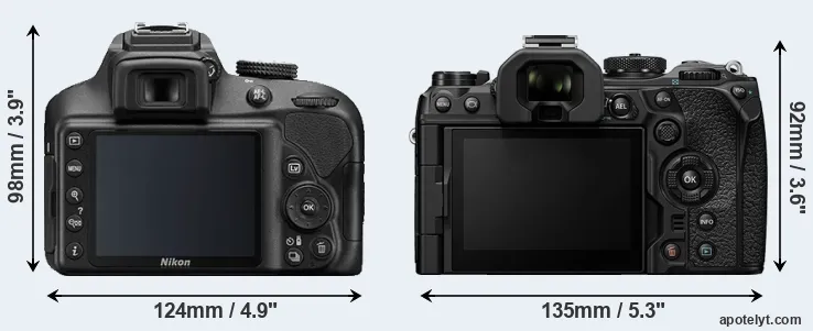 Comparison D3400 or OM-1 II rear