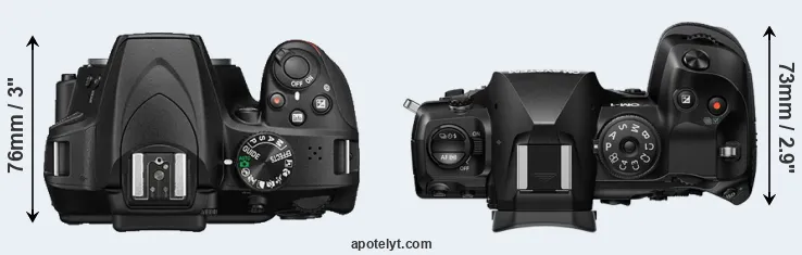 Compare D3400 versus OM-1 II top