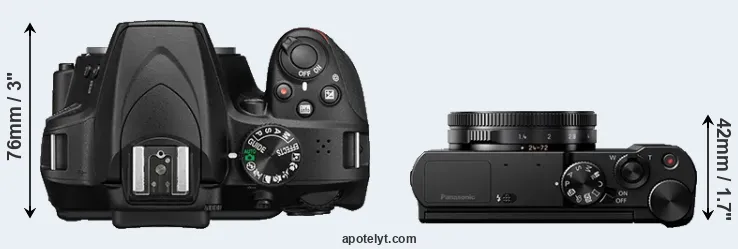 Compare D3400 versus LX15 top
