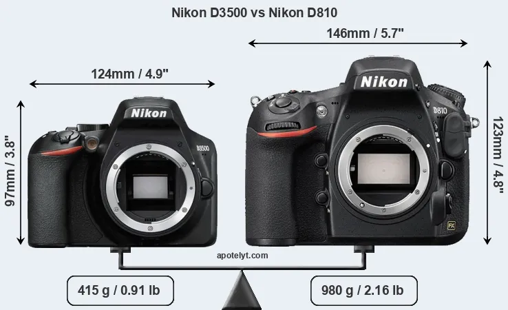 Size Nikon D3500 vs Nikon D810