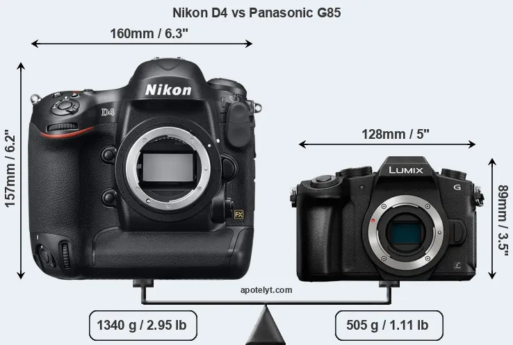 Size Nikon D4 vs Panasonic G85