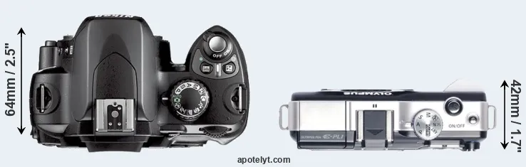 Compare D40X versus E-PL1 top