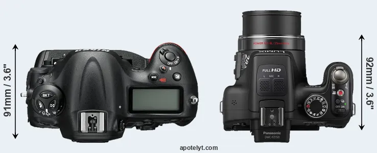 Compare D4S versus FZ150 top