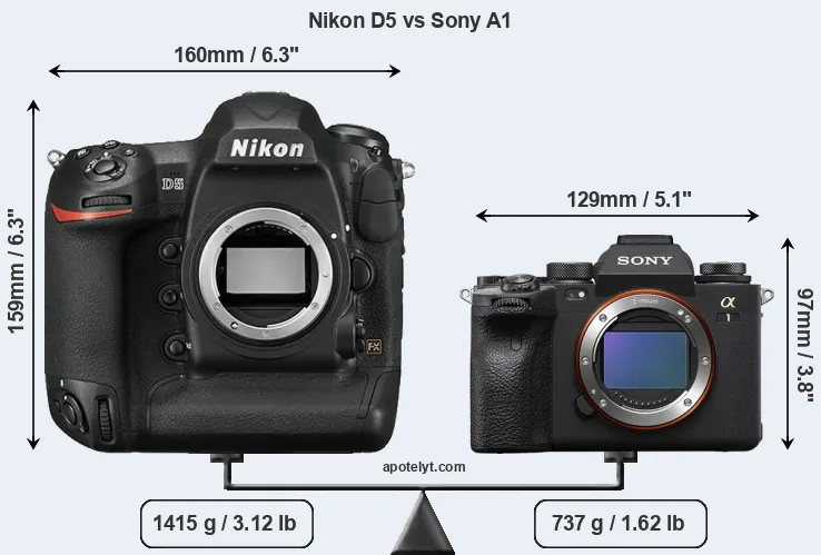 Size Nikon D5 vs Sony A1