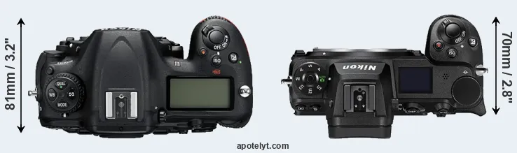Compare D500 versus Z7 II top