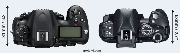 Compare D500 versus E-510 top