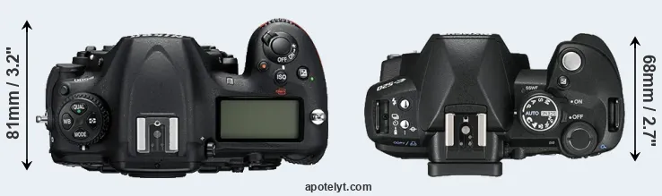 Compare D500 versus E-520 top