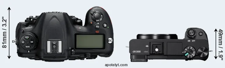 Compare D500 versus A6300 top