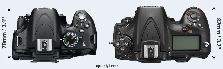 Compare D5100 versus D810 top