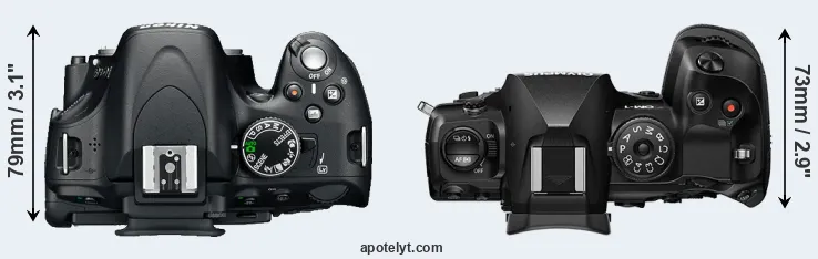 Compare D5100 versus OM-1 top