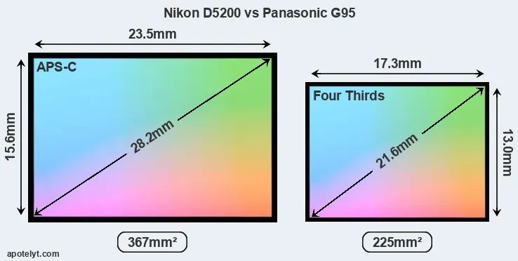 Nikon D5200 and Panasonic G95 sensor measures