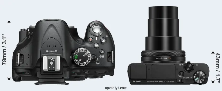 Compare D5200 versus RX100 VI top