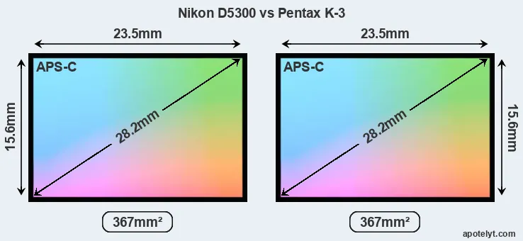 Nikon D5300 and Pentax K-3 sensor measures