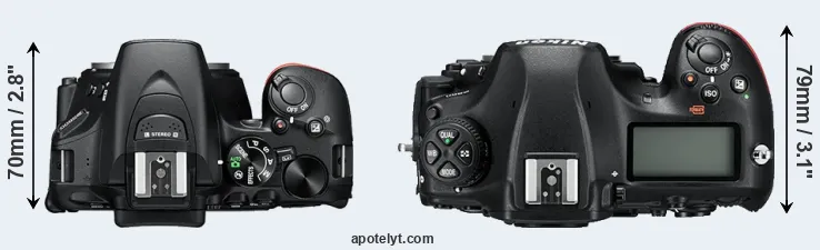 Compare D5600 versus D850 top
