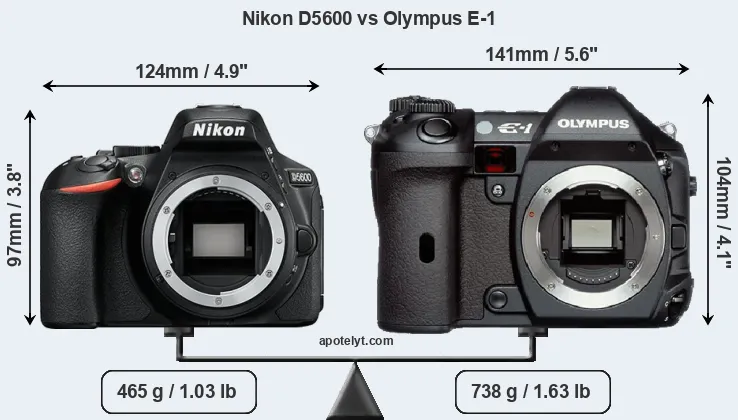 Size Nikon D5600 vs Olympus E-1