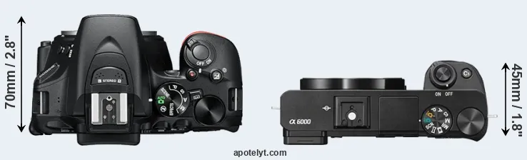 Compare D5600 versus A6000 top
