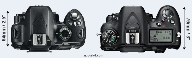 Compare D60 versus D7100 top