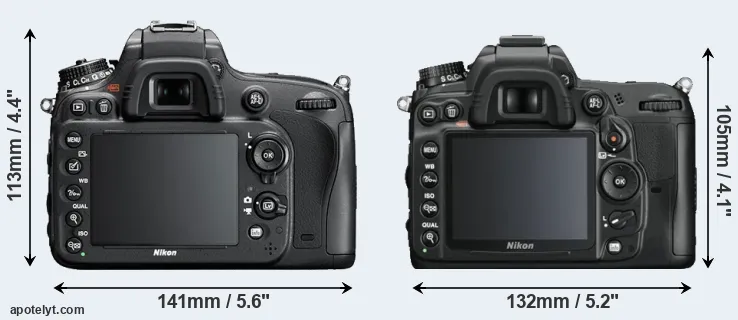 Comparison D600 or D7000 rear