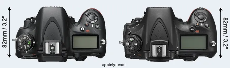 Compare D600 versus D810 top