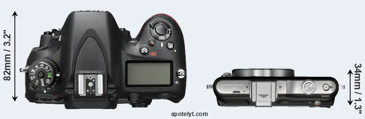 Compare D600 versus E-PM1 top