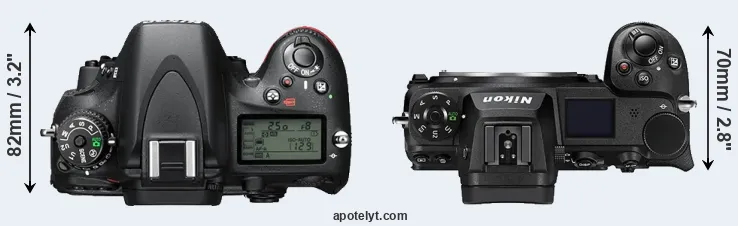 Compare D610 versus Z6 II top