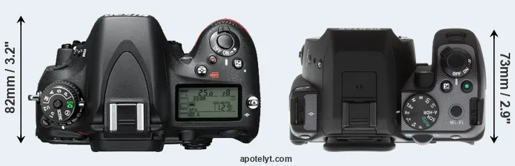 Compare D610 versus K-S2 top