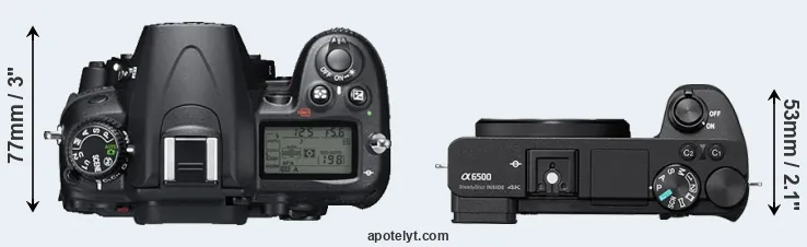 Compare D7000 versus A6500 top