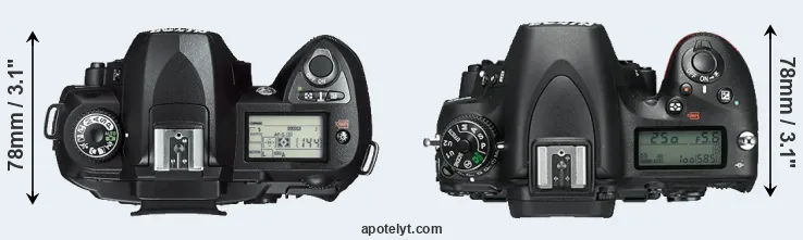 Compare D70s versus D750 top
