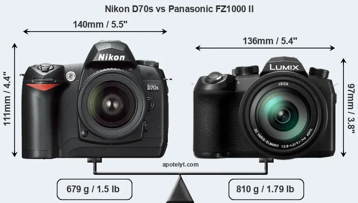 Size Nikon D70s vs Panasonic FZ1000 II