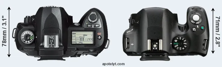 Compare D70s versus K-50 top